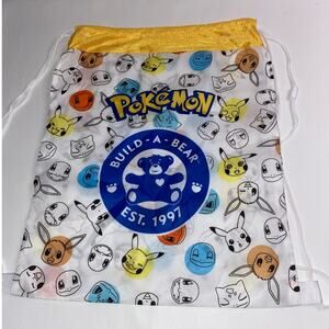 Build A Bear Pokemon String Bag Backpack Mesh 16x13 Pikachu Charmander Good Cond